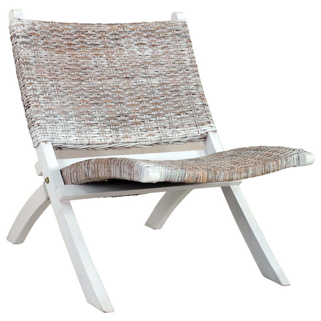 Chaise de relaxation rotin kubu naturel et bois d'acajou massif - XIOS