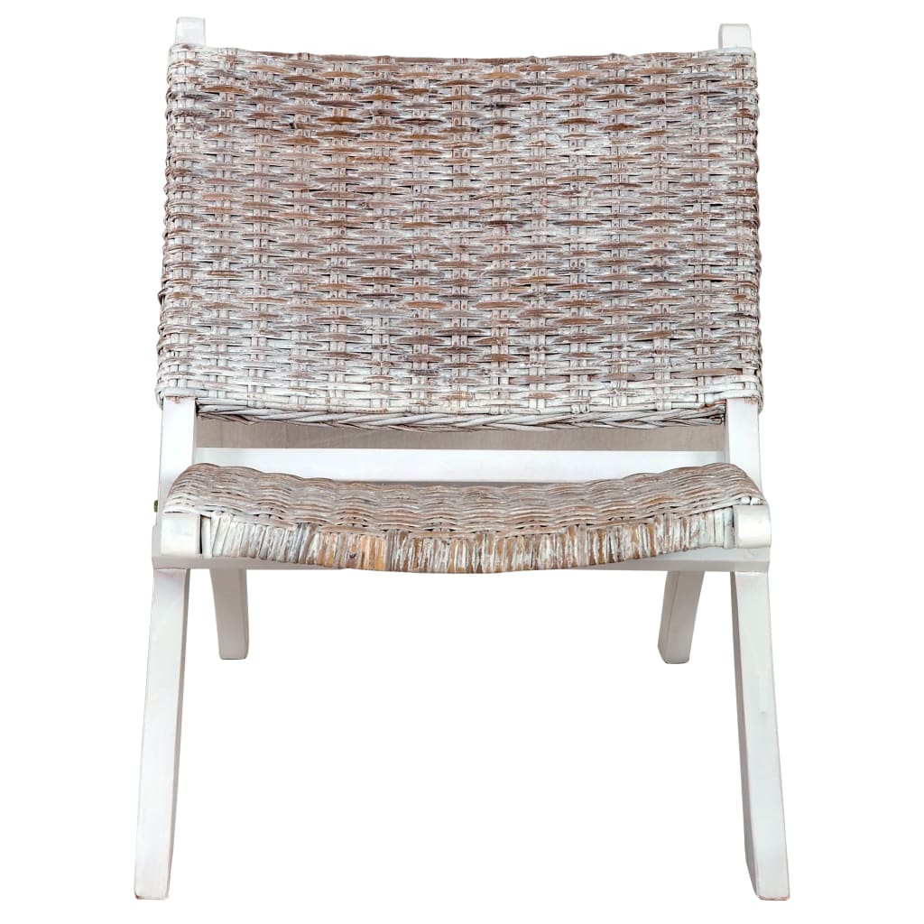 Chaise de relaxation rotin kubu naturel et bois d'acajou massif - XIOS
