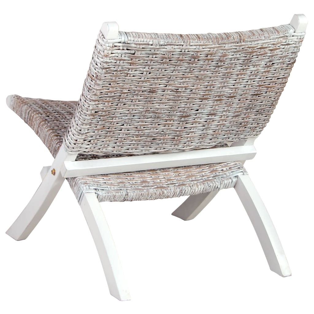 Chaise de relaxation rotin kubu naturel et bois d'acajou massif - XIOS