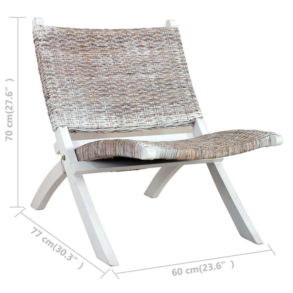 Chaise de relaxation rotin kubu naturel et bois d'acajou massif - XIOS