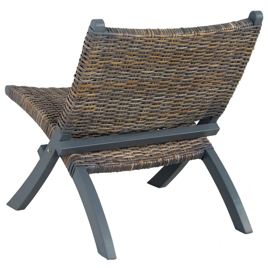 Chaise de relaxation rotin kubu naturel et bois d'acajou massif - XIOS