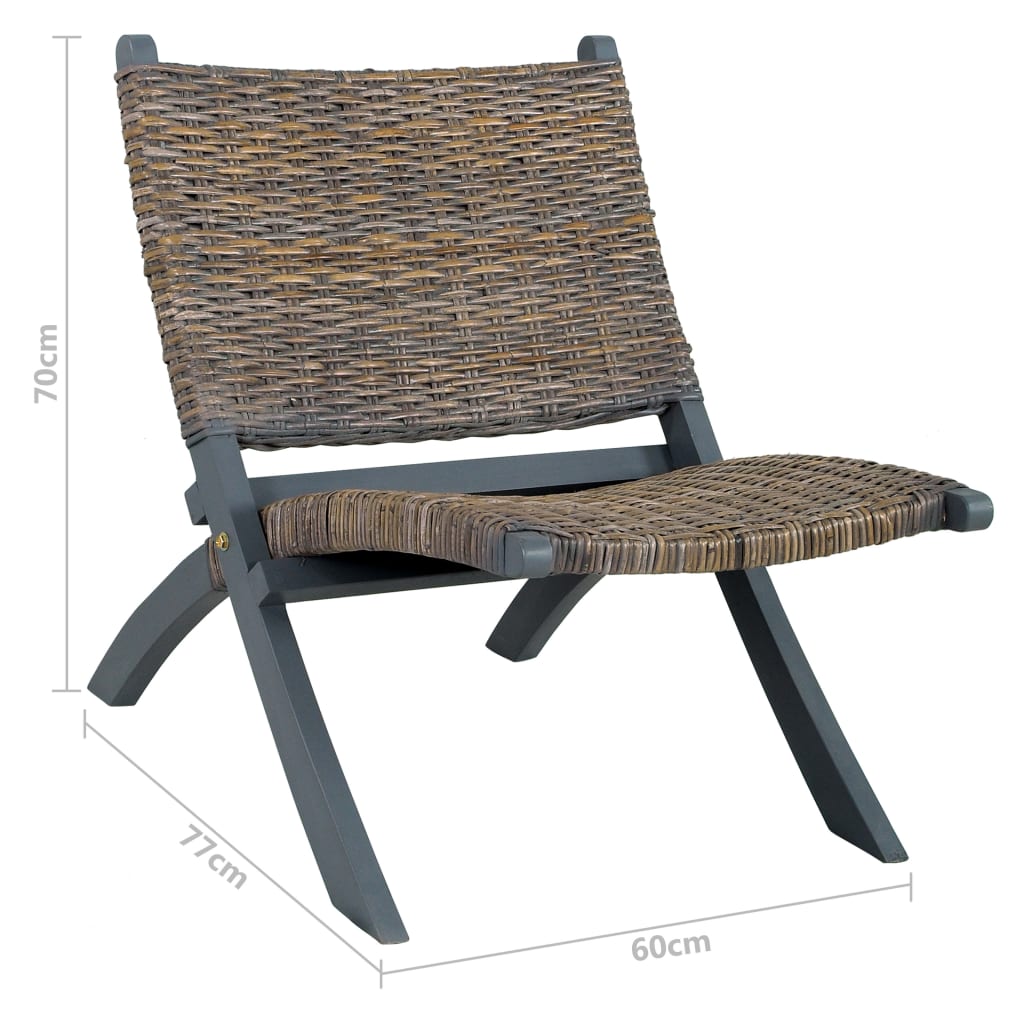 Chaise de relaxation rotin kubu naturel et bois d'acajou massif - XIOS