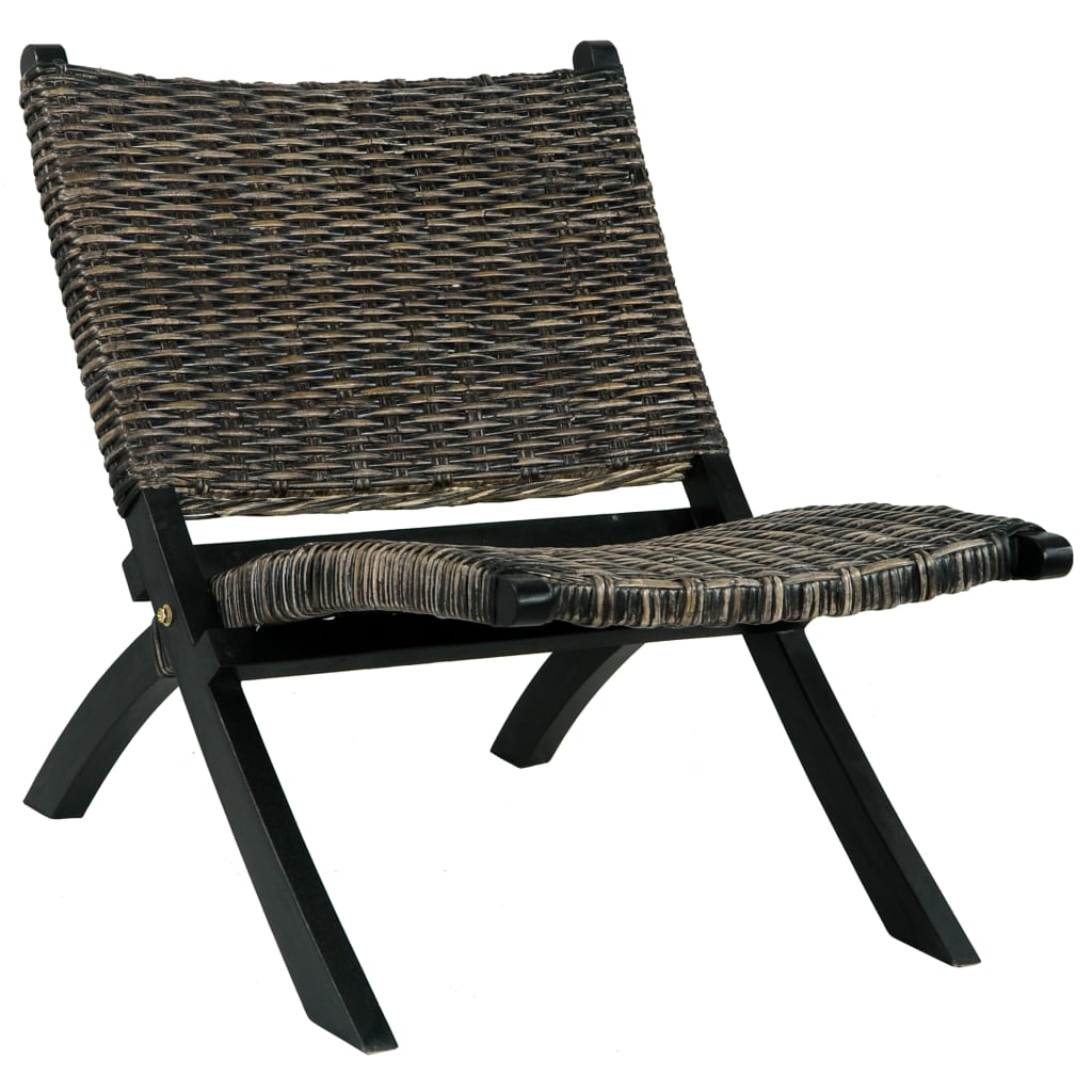 Chaise de relaxation rotin kubu naturel et bois d'acajou massif - XIOS