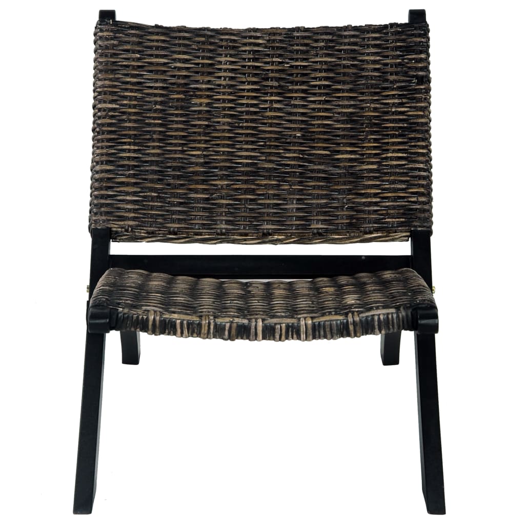 Chaise de relaxation rotin kubu naturel et bois d'acajou massif - XIOS