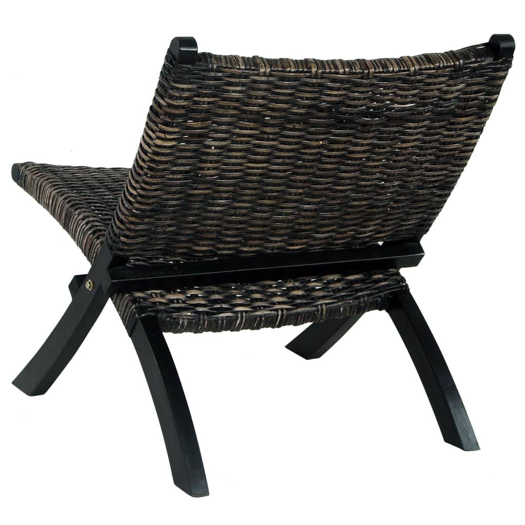 Chaise de relaxation rotin kubu naturel et bois d'acajou massif - XIOS