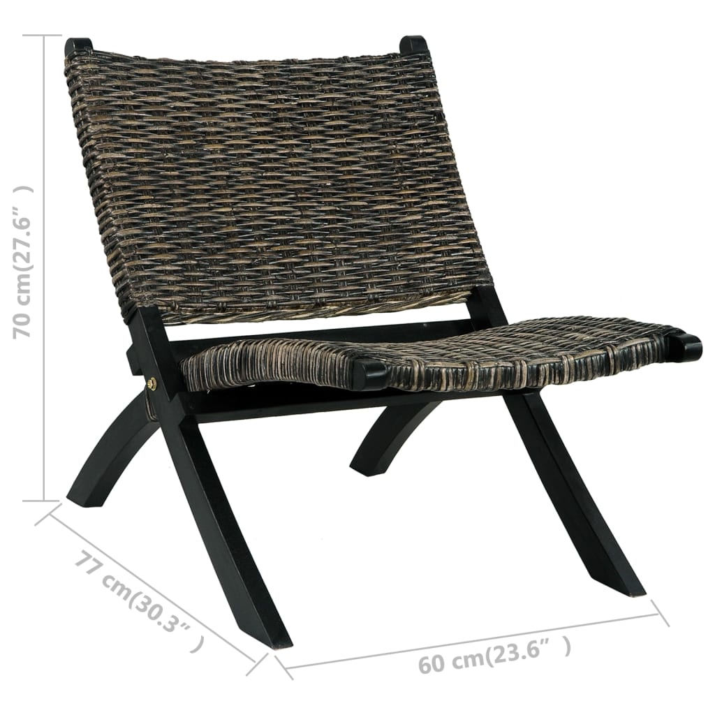 Chaise de relaxation rotin kubu naturel et bois d'acajou massif - XIOS