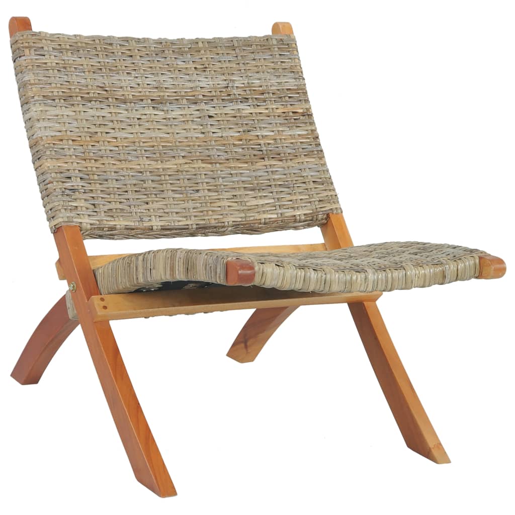 Chaise de relaxation rotin kubu naturel et bois d'acajou massif - XIOS