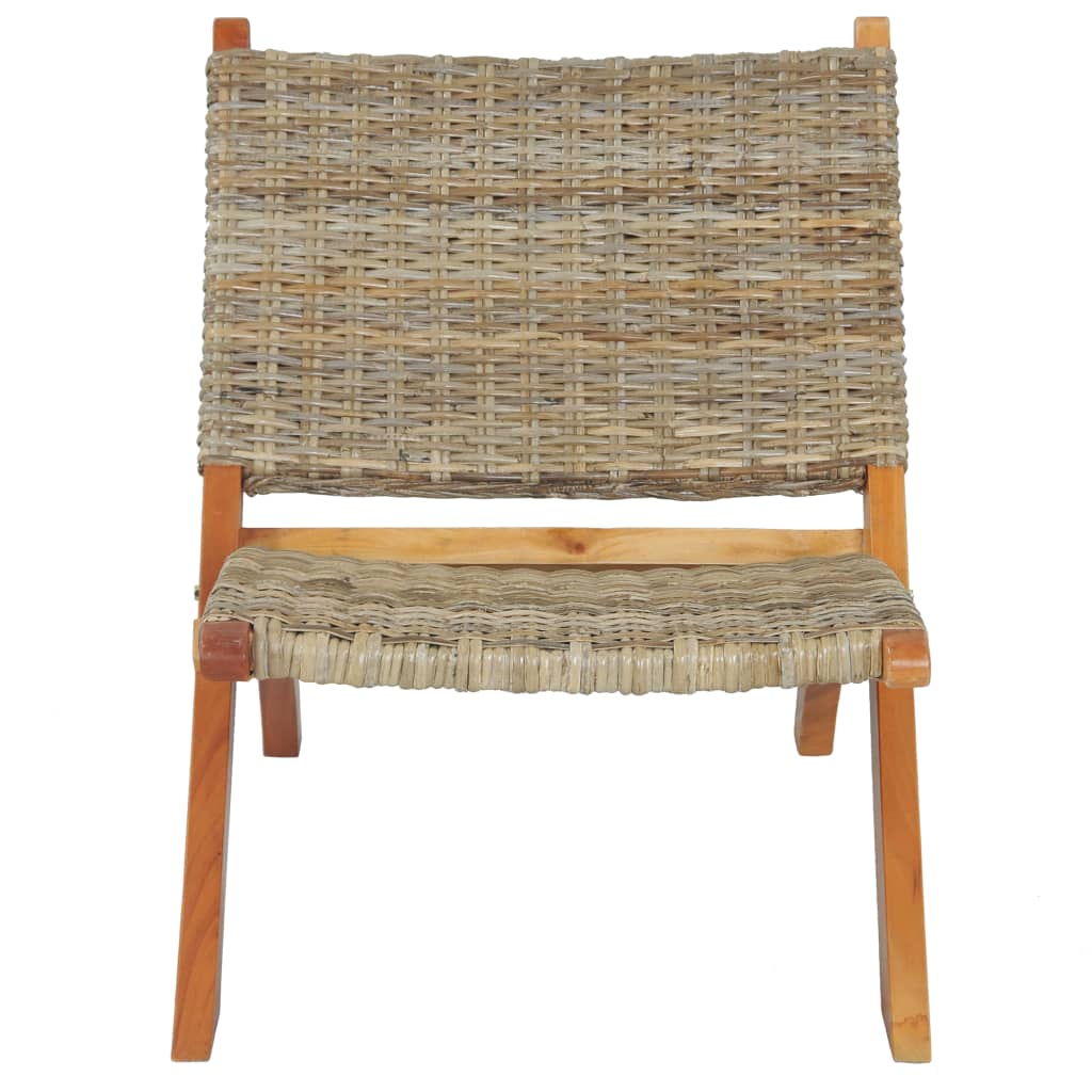 Chaise de relaxation rotin kubu naturel et bois d'acajou massif - XIOS