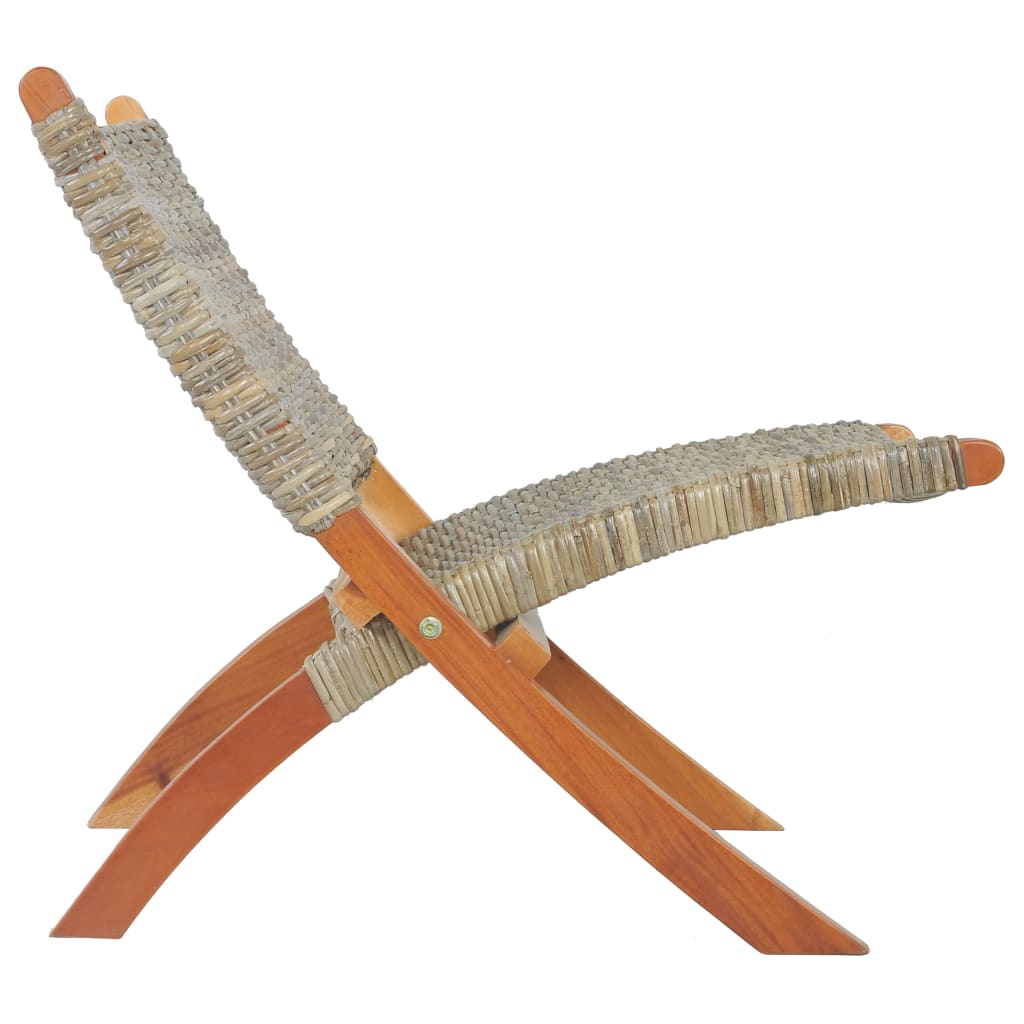 Chaise de relaxation rotin kubu naturel et bois d'acajou massif - XIOS