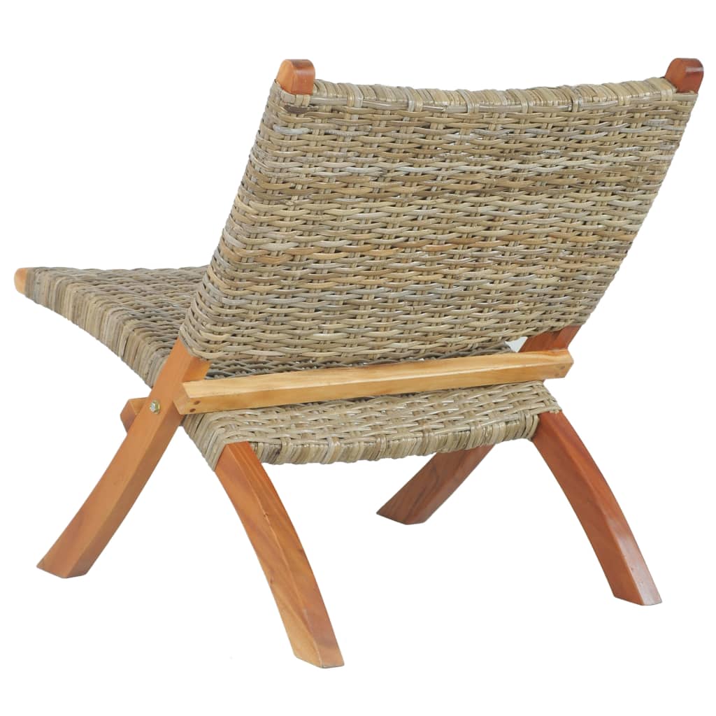 Chaise de relaxation rotin kubu naturel et bois d'acajou massif - XIOS