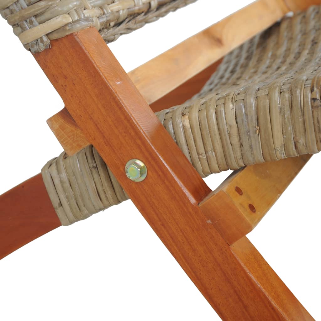 Chaise de relaxation rotin kubu naturel et bois d'acajou massif - XIOS