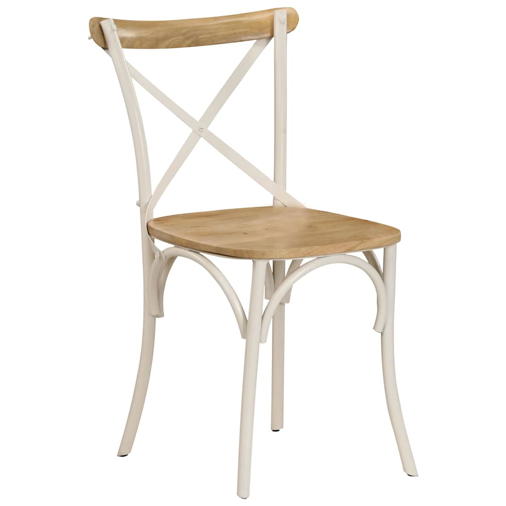 Chaises à dossier croisé lot de 4 blanc bois de manguier massif