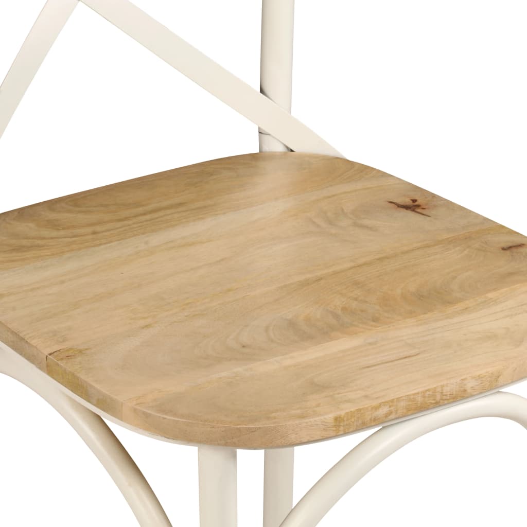 Chaises à dossier croisé lot de 6 blanc bois de manguier massif - XIOS