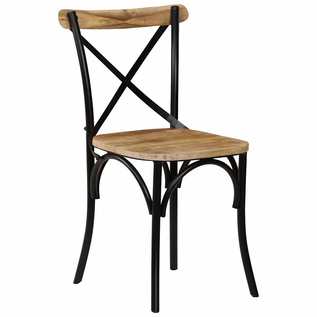 Chaises à dossier croisé lot de 4 noir bois de manguier massif