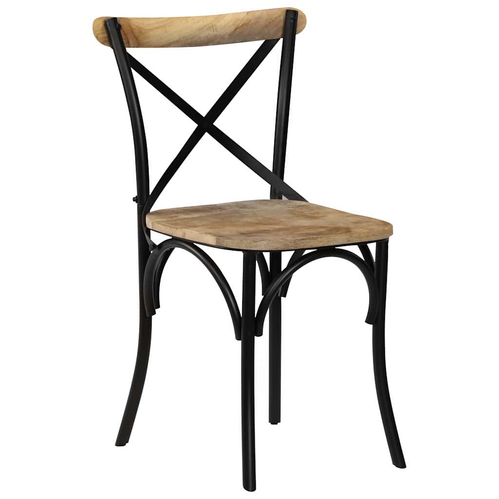 Chaises à dossier croisé lot de 4 noir bois de manguier massif