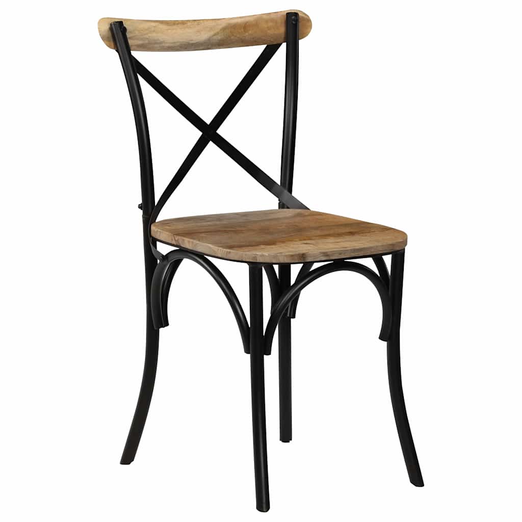 Chaises à dossier croisé lot de 4 noir bois de manguier massif