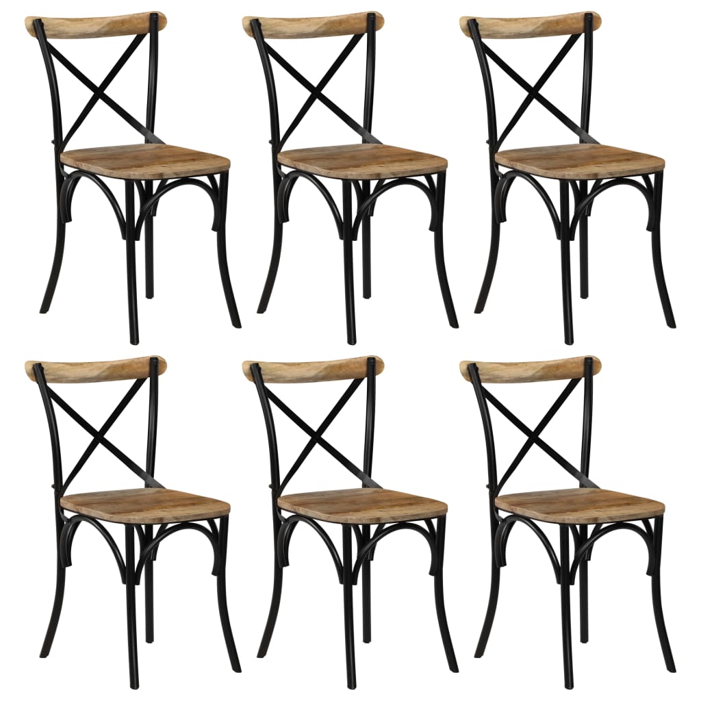 Chaises à dossier croisé lot de 6 noir bois de manguier massif - XIOS