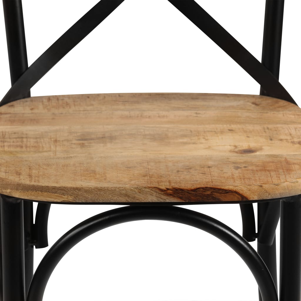 Chaises à dossier croisé lot de 6 noir bois de manguier massif - XIOS