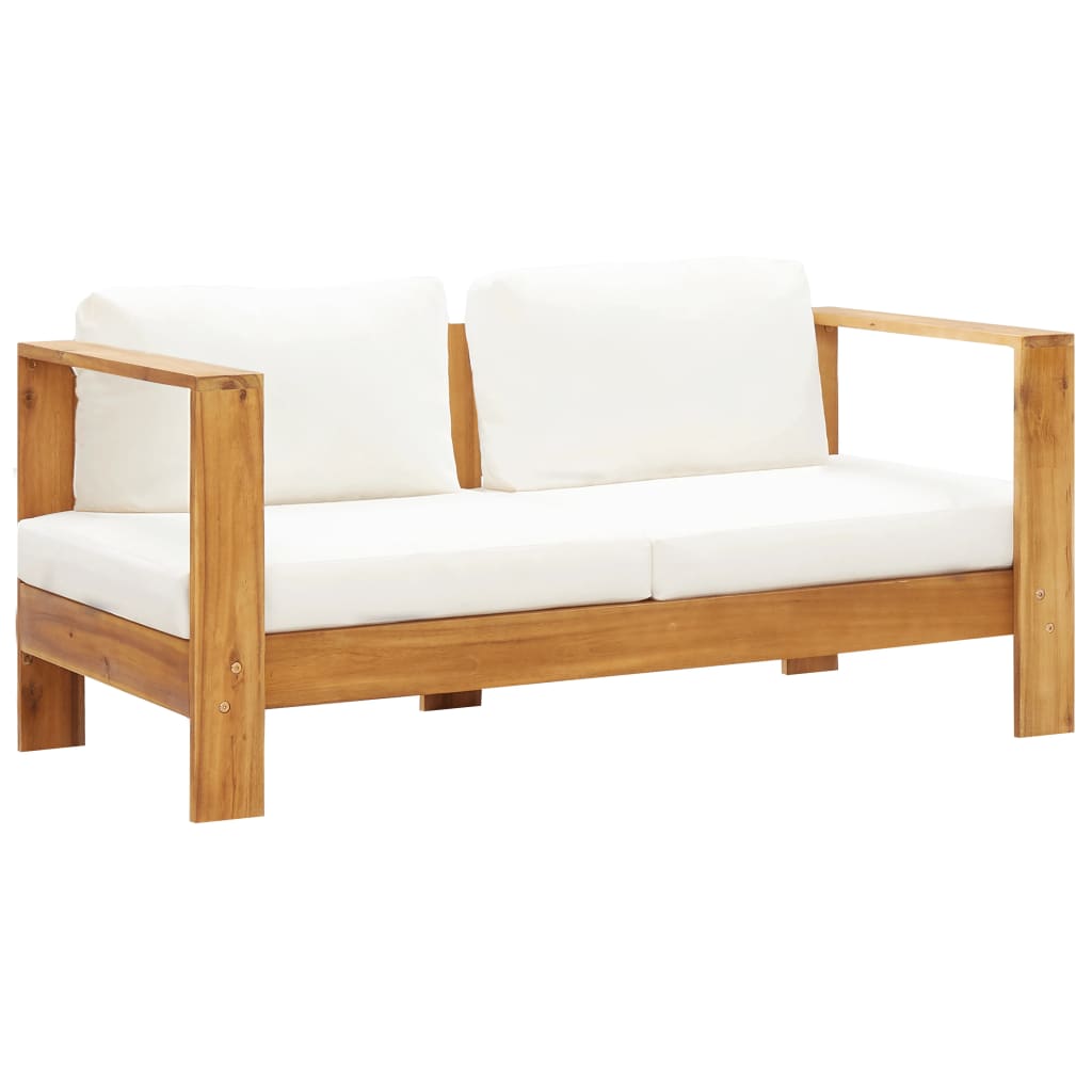 Canapé de jardin avec coussin 140 cm Acacia solide Blanc crème Éléments pour canapés modulables de jardin vidaXL
