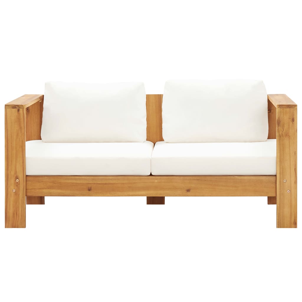 Canapé de jardin avec coussin 140 cm Acacia solide Blanc crème Éléments pour canapés modulables de jardin vidaXL