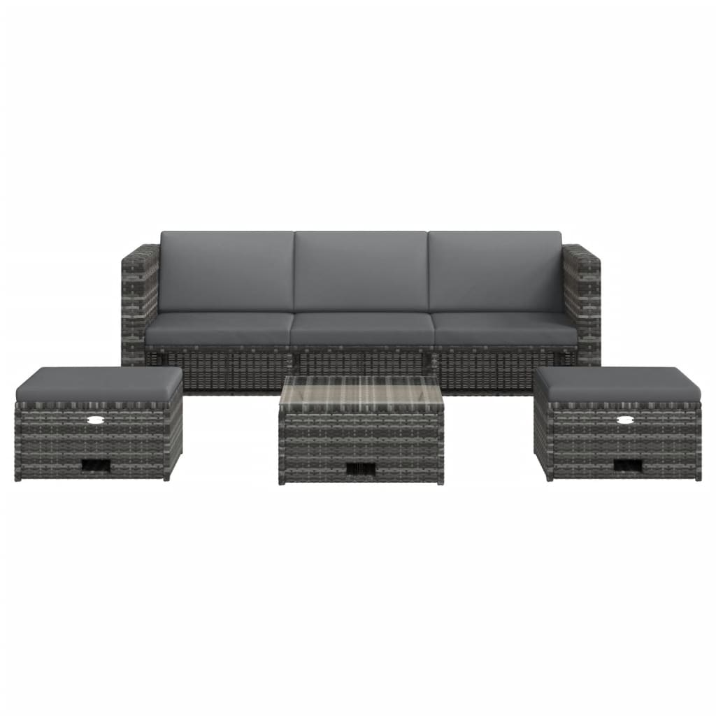 Salon de jardin 4 pcs avec coussins résine tressée gris Salons de jardin vidaXL
