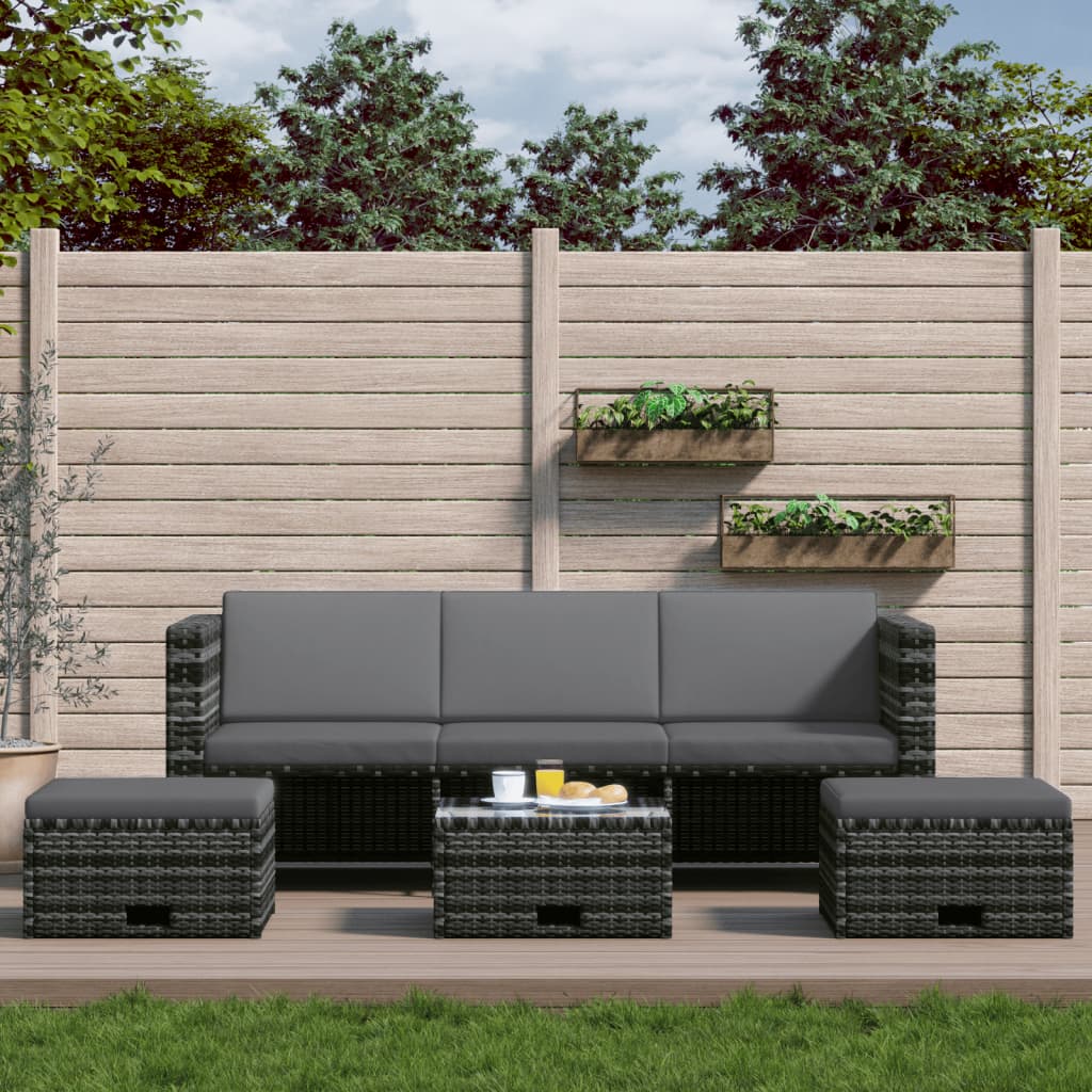 Salon de jardin 4 pcs avec coussins résine tressée gris Salons de jardin vidaXL