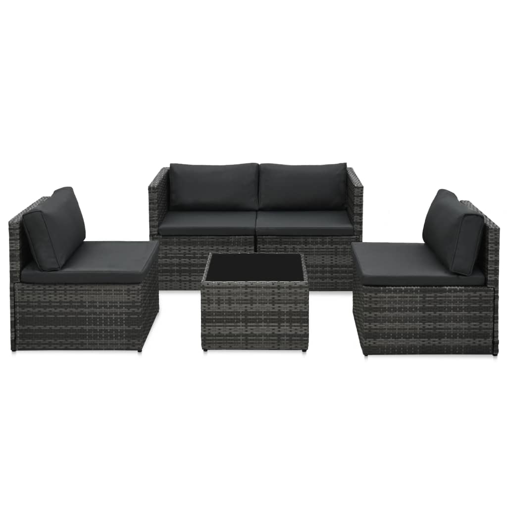 Salon de jardin 5 pcs avec coussins Résine tressée Gris - XIOS