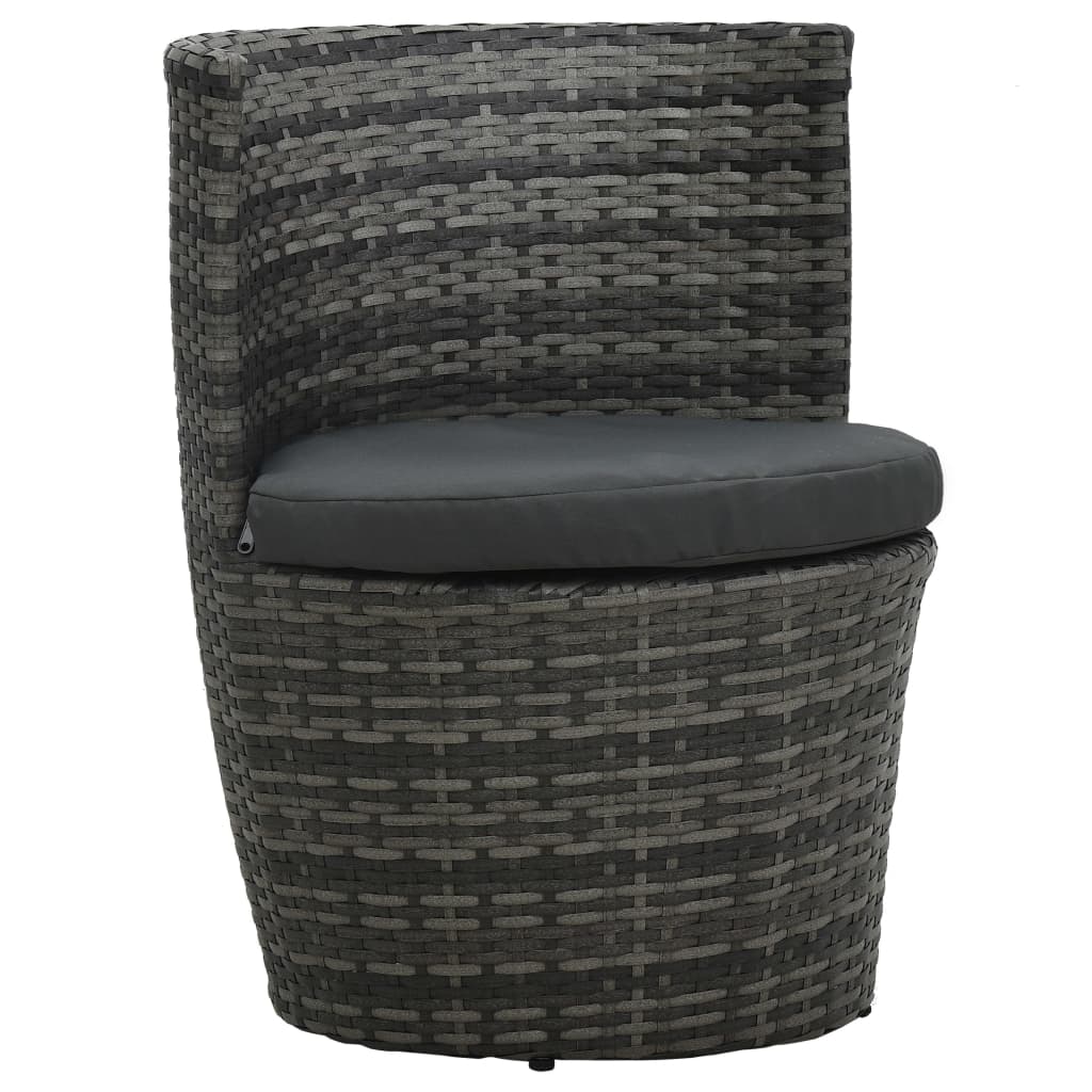 Ensemble de bistro 3 pcs avec coussins Résine tressée Gris - XIOS