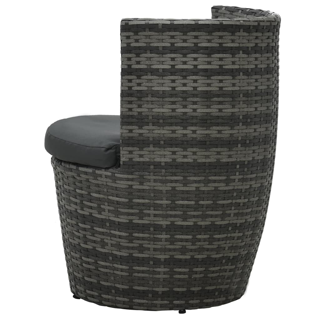 Ensemble de bistro 3 pcs avec coussins Résine tressée Gris - XIOS