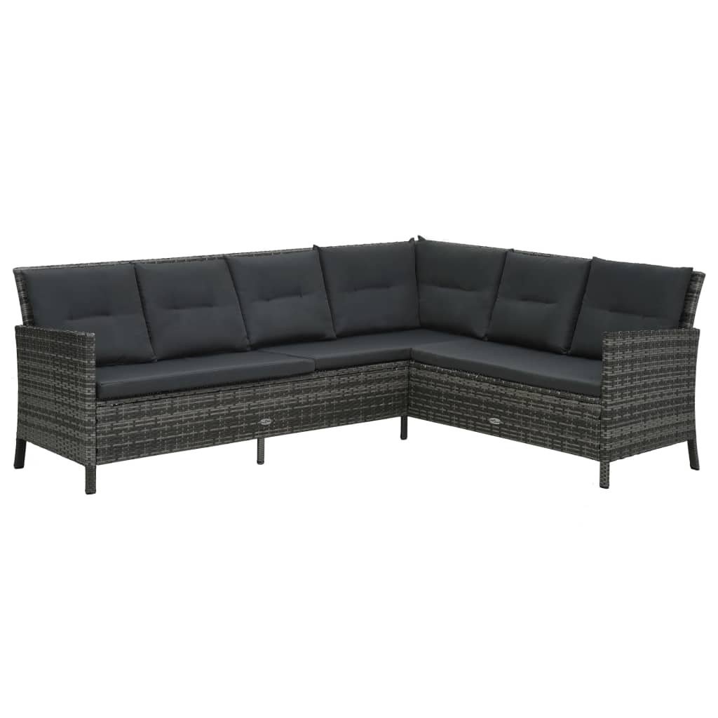 Salon de jardin 3 pcs avec coussins Résine tressée Gris - XIOS