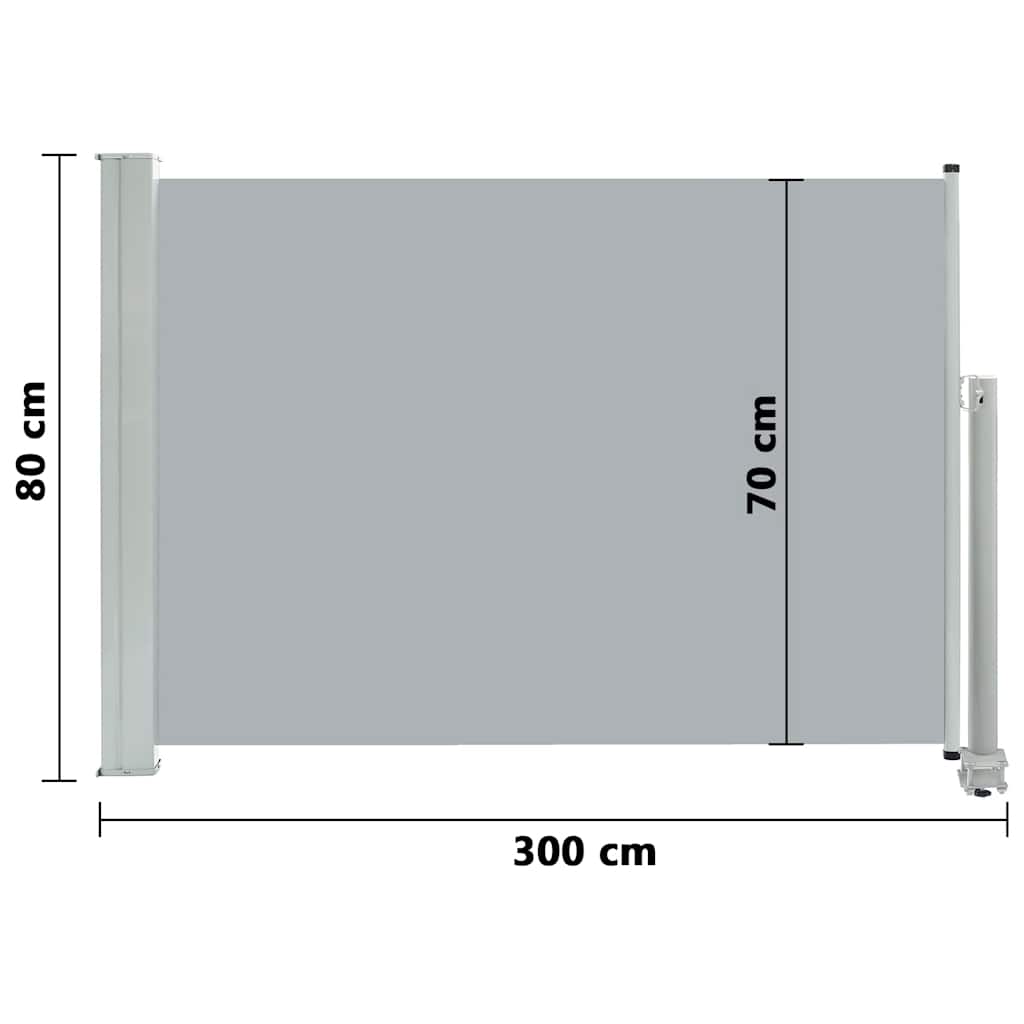 Auvent latéral rétractable de patio 80x300 cm Gris Parasols & voiles d'ombrage vidaXL