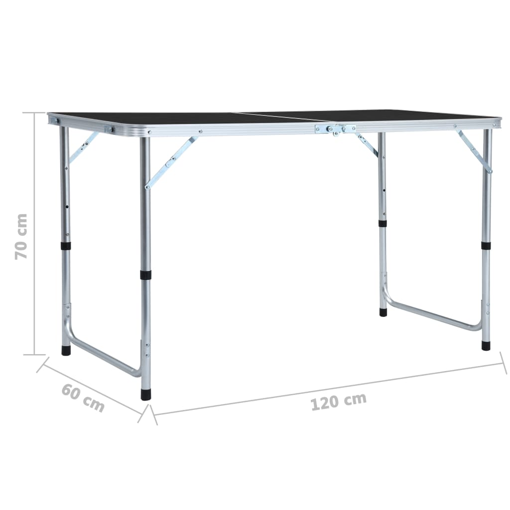 Table pliable de camping Gris Aluminium 120x60 cm Meubles de camping vidaXL