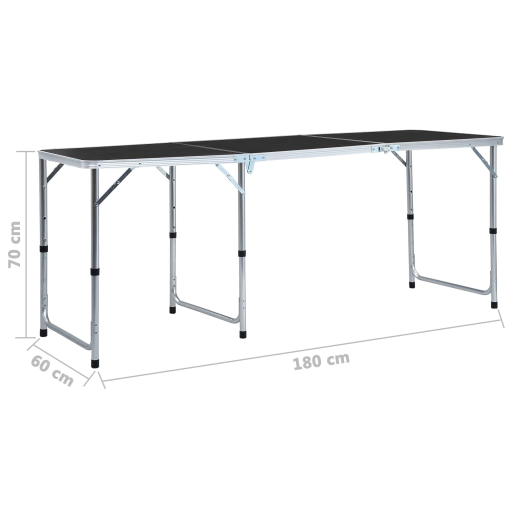 Table pliable de camping Gris Aluminium 180x60 cm Meubles de camping vidaXL