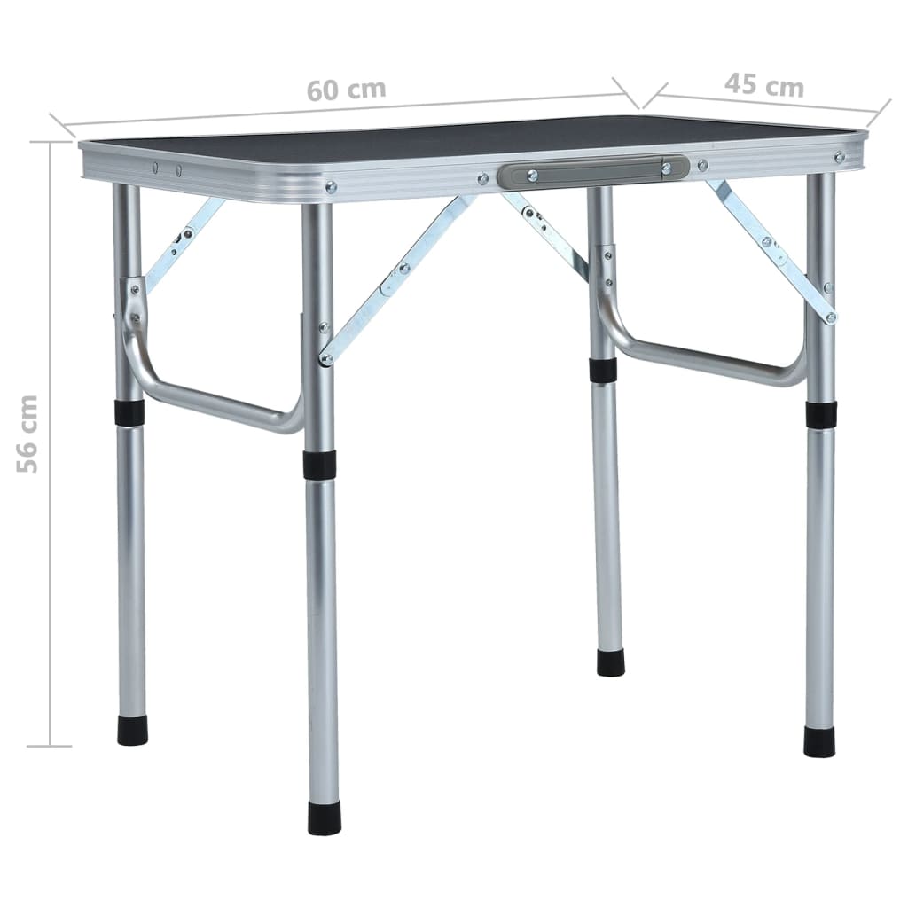 Table pliable de camping Gris Aluminium 60x45 cm Meubles de camping vidaXL