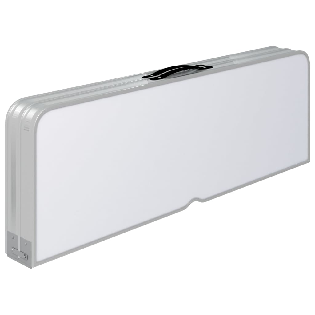 Table de camping pliable avec 2 bancs Aluminium Blanc Meubles de camping vidaXL