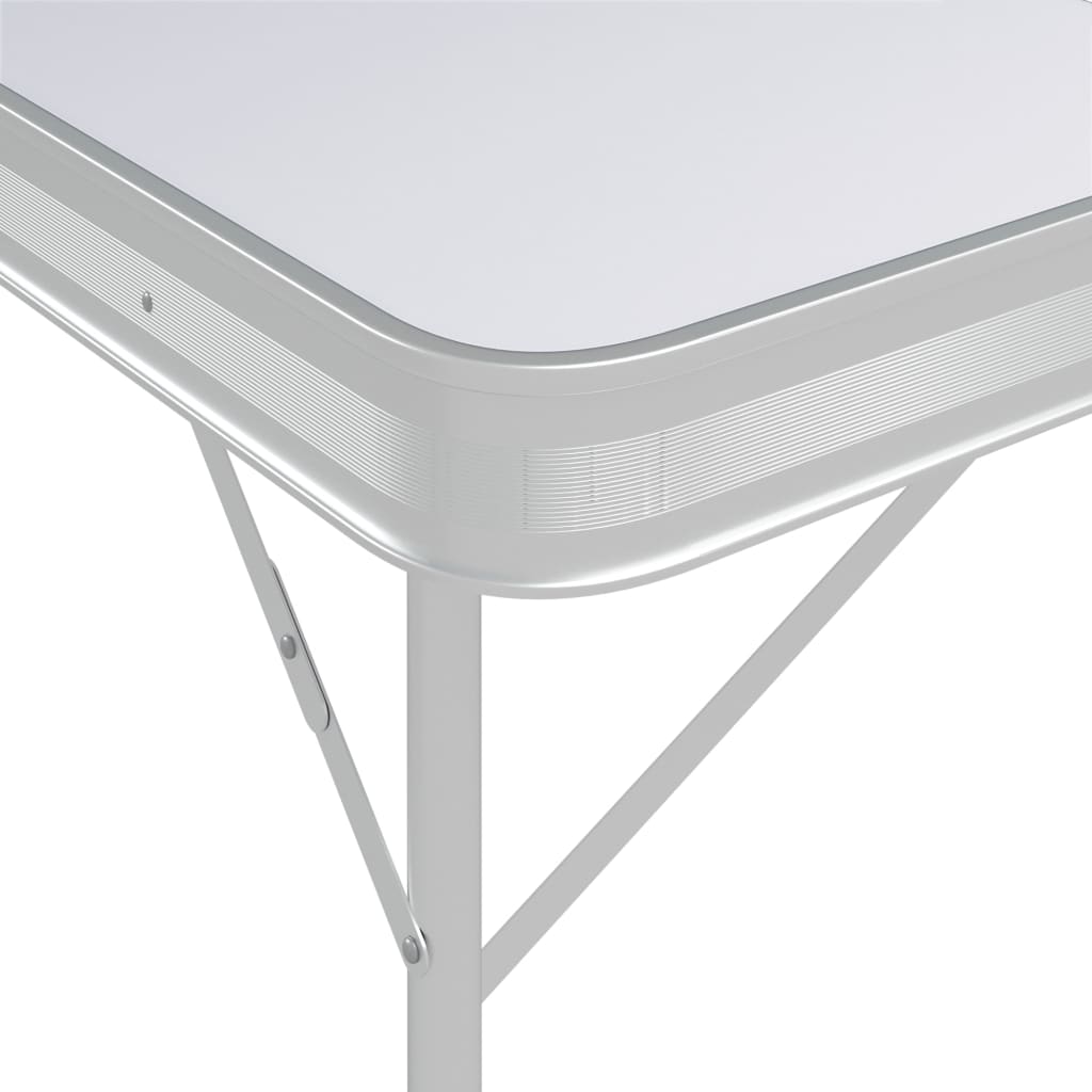 Table de camping pliable avec 2 bancs Aluminium Blanc Meubles de camping vidaXL