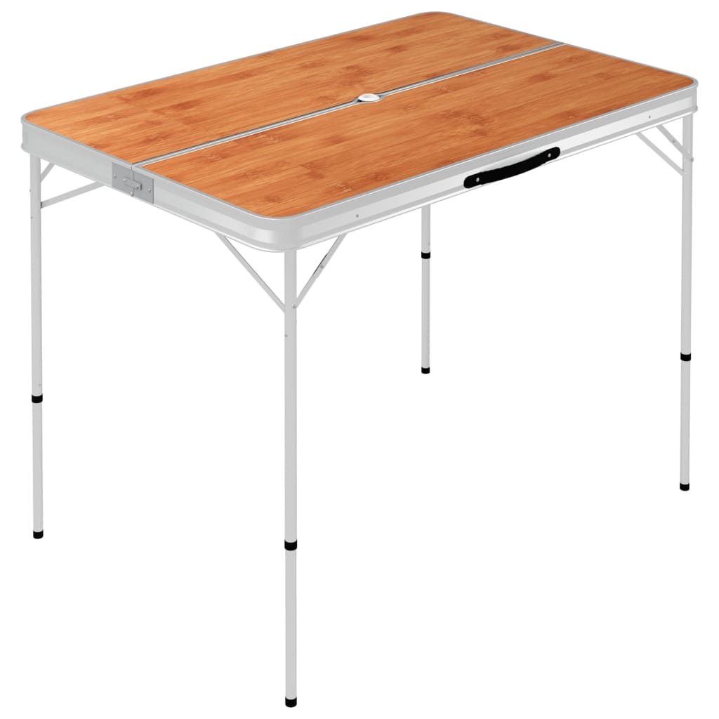 Table de camping pliable avec 2 bancs Aluminium Marron Meubles de camping vidaXL