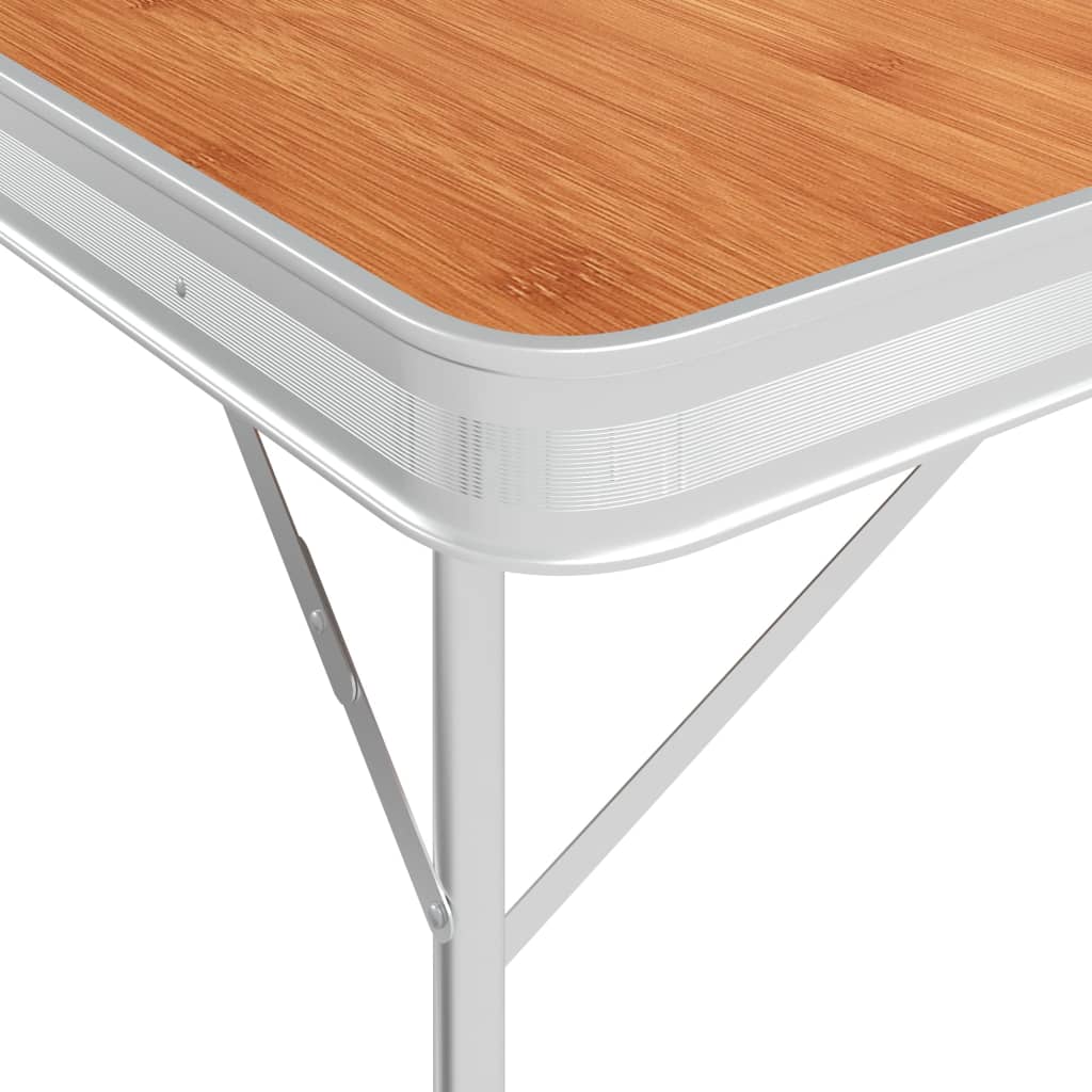 Table de camping pliable avec 2 bancs Aluminium Marron Meubles de camping vidaXL