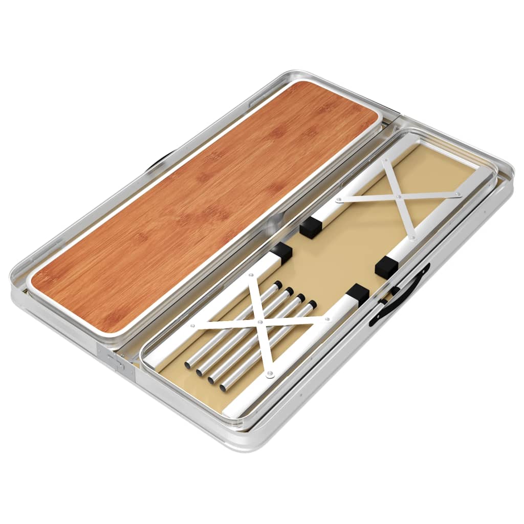 Table de camping pliable avec 2 bancs Aluminium Marron Meubles de camping vidaXL