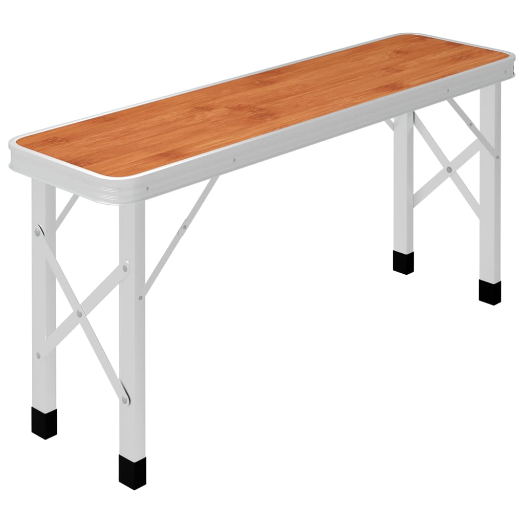 Table de camping pliable avec 2 bancs Aluminium Marron Meubles de camping vidaXL