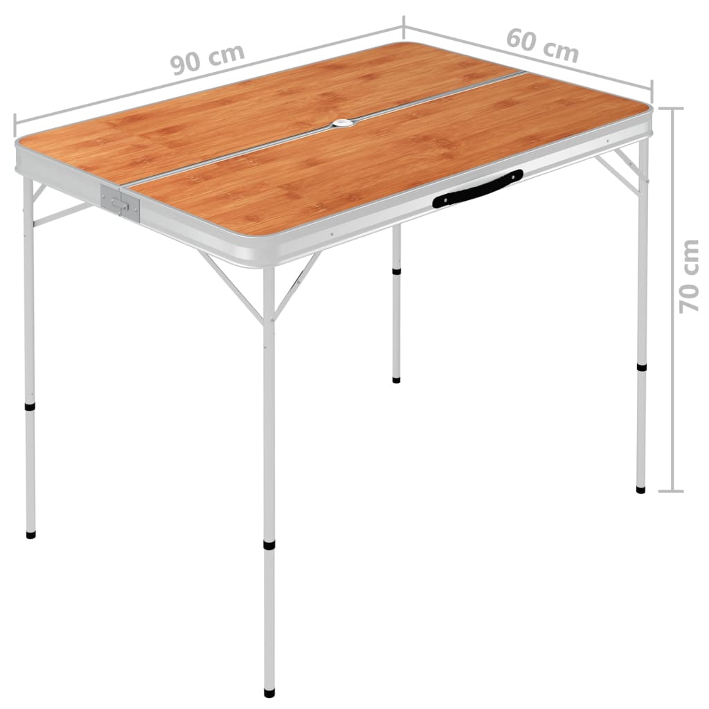 Table de camping pliable avec 2 bancs Aluminium Marron Meubles de camping vidaXL