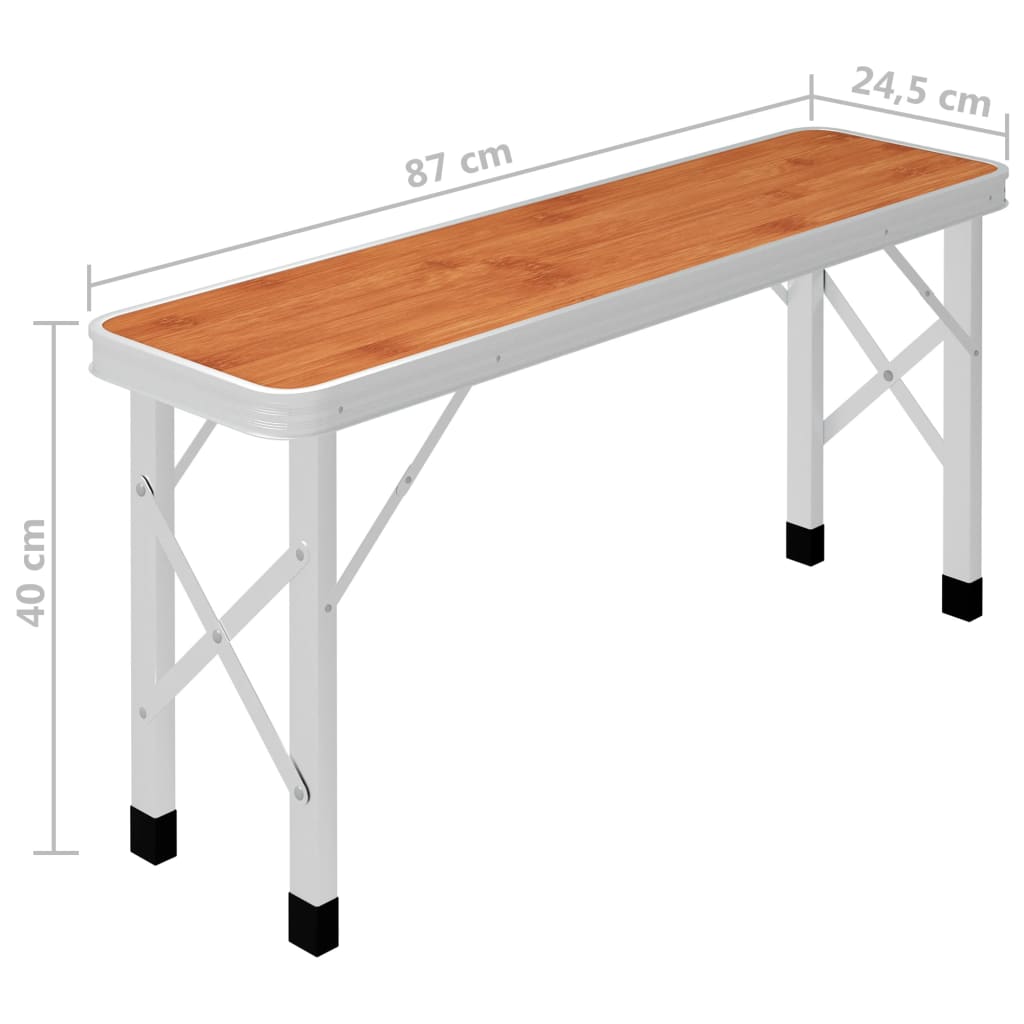 Table de camping pliable avec 2 bancs Aluminium Marron Meubles de camping vidaXL