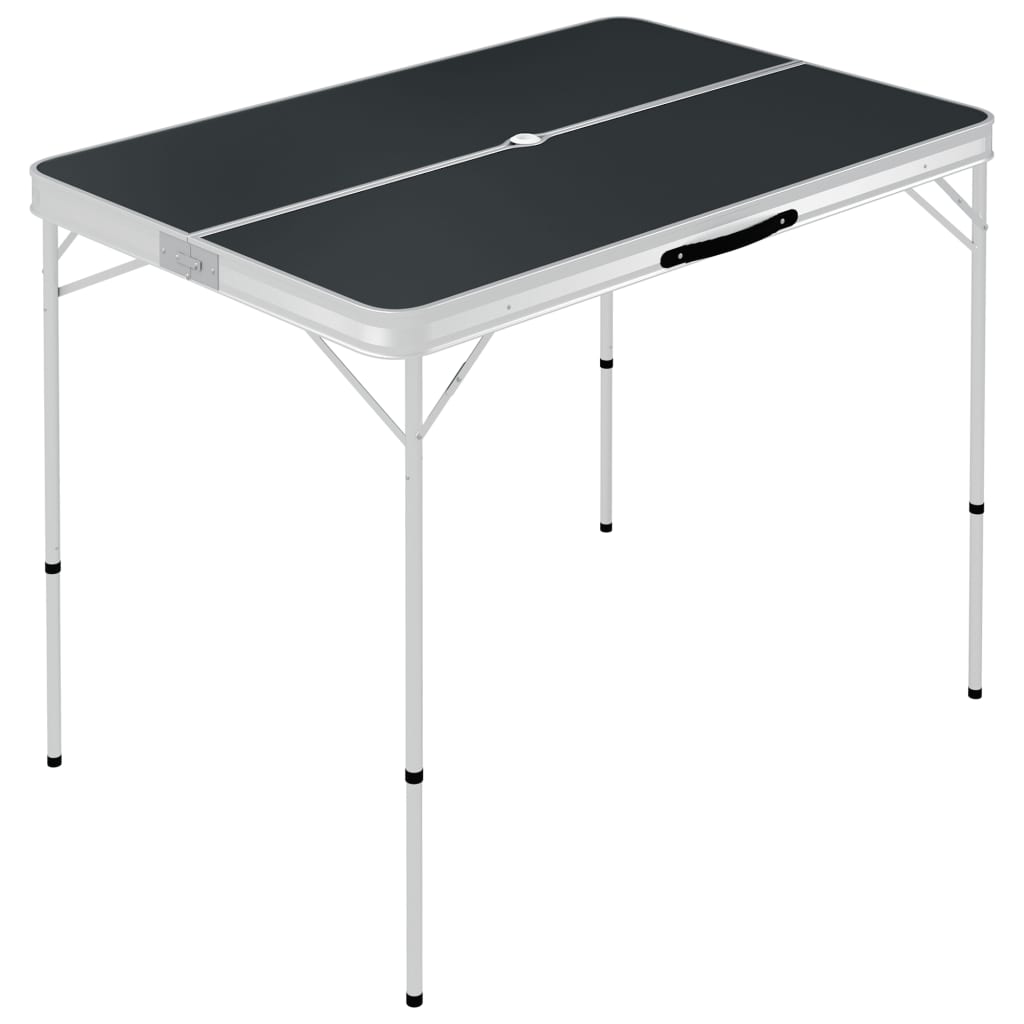 Table de camping pliable avec 2 bancs Aluminium Gris Meubles de camping vidaXL