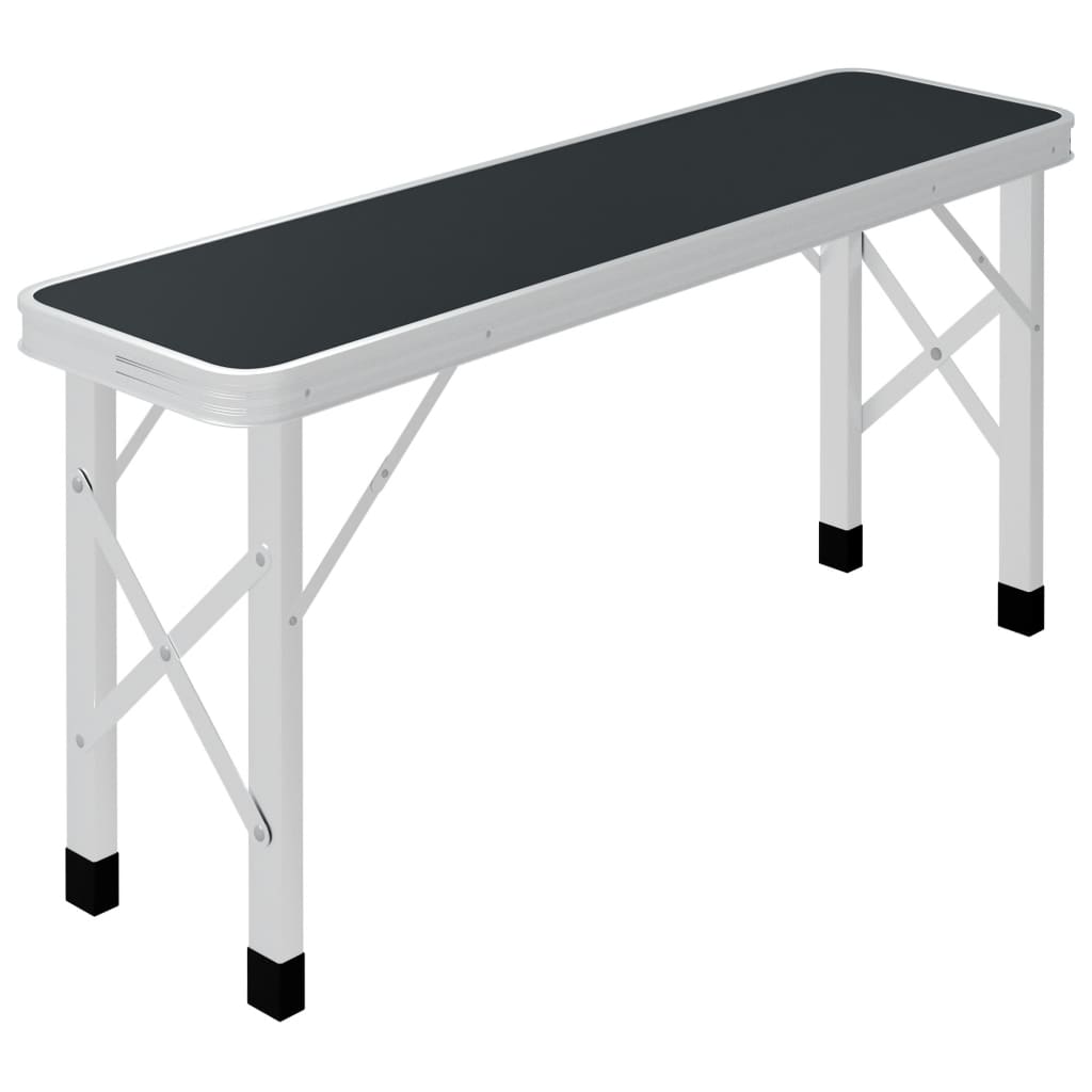 Table de camping pliable avec 2 bancs Aluminium Gris Meubles de camping vidaXL