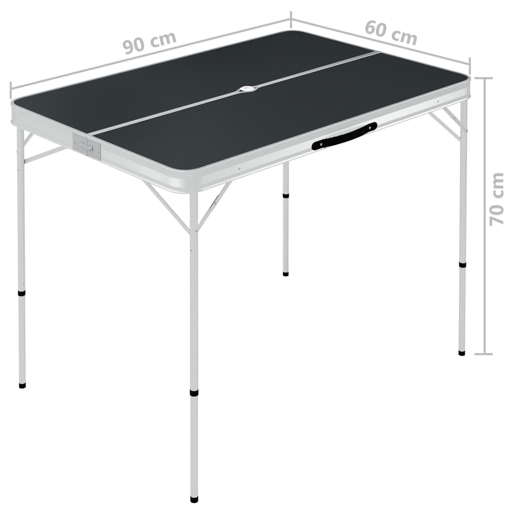 Table de camping pliable avec 2 bancs Aluminium Gris Meubles de camping vidaXL