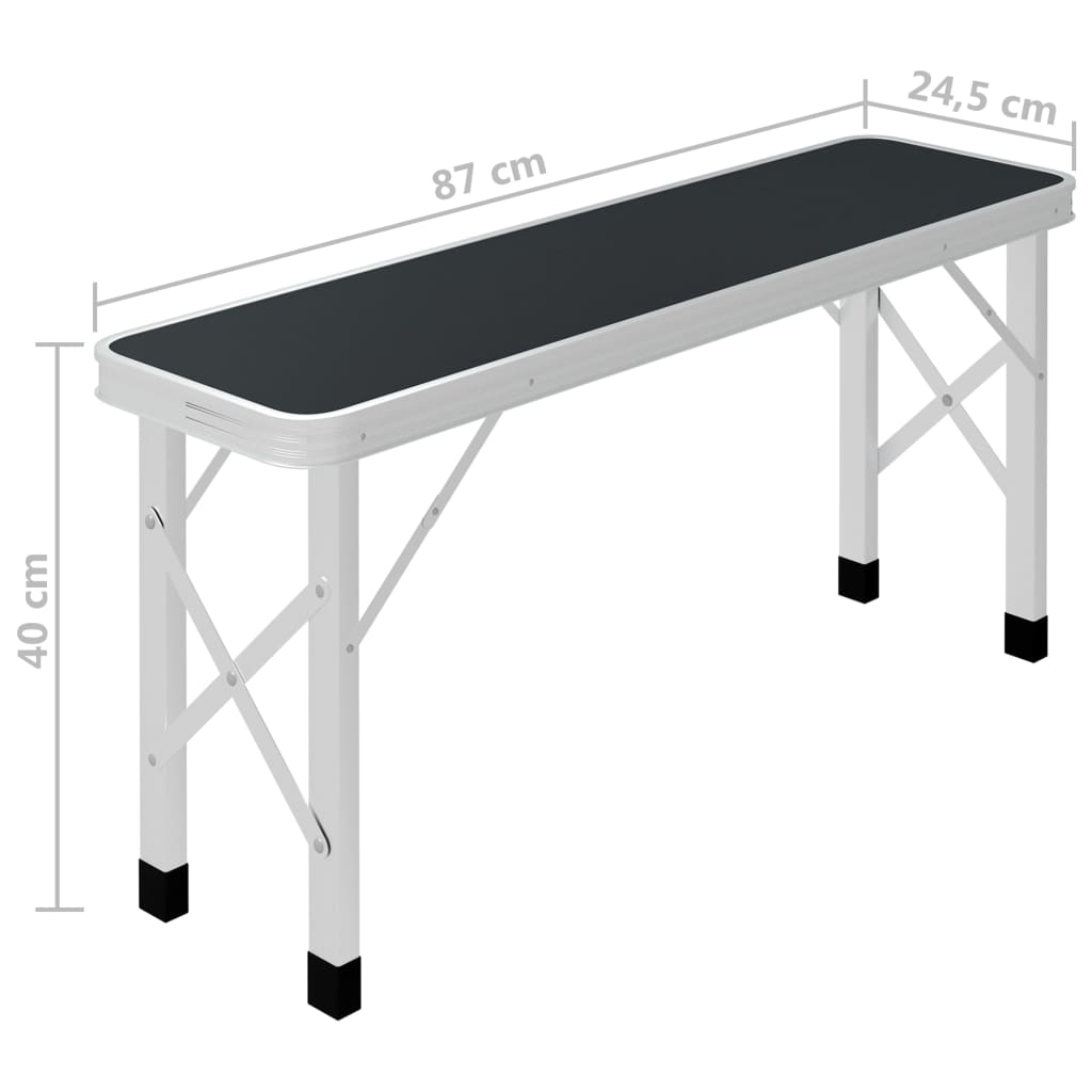 Table de camping pliable avec 2 bancs Aluminium Gris Meubles de camping vidaXL