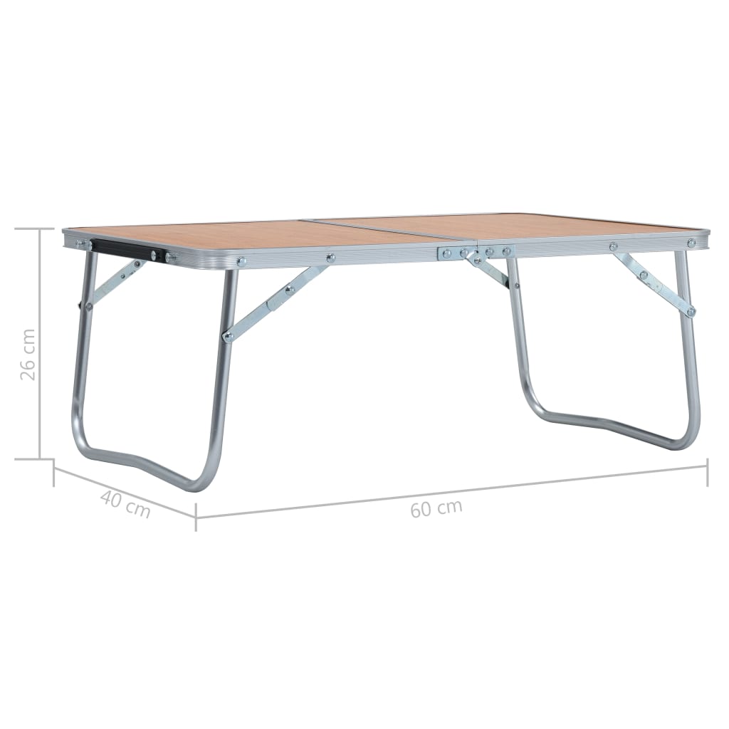 Table pliable de camping Marron Aluminium 60x40 cm Meubles de camping vidaXL
