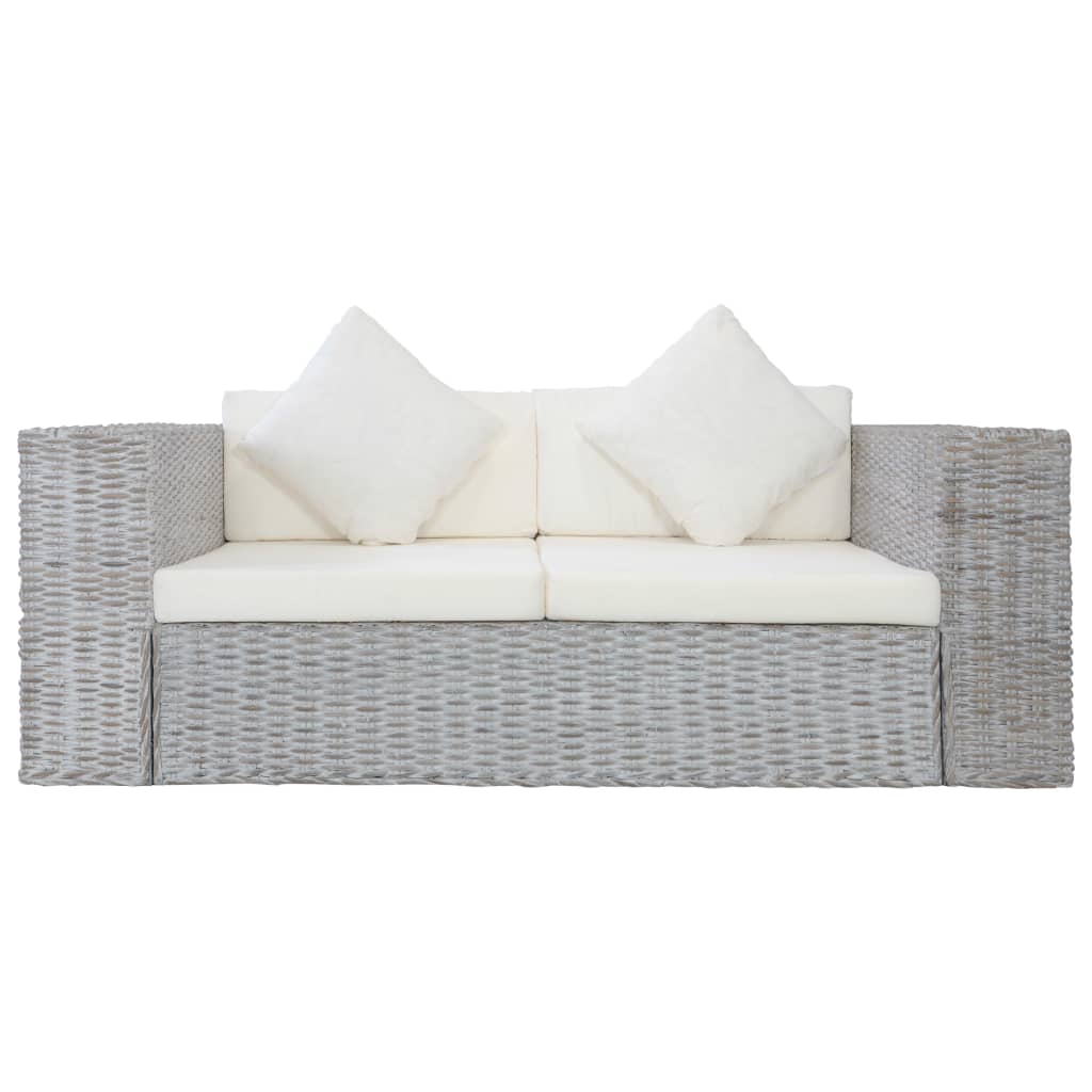 Ensemble de canapés 2 pcs avec coussins Gris Rotin naturel - XIOS