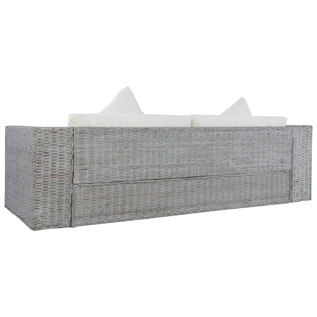 Ensemble de canapés 2 pcs avec coussins Gris Rotin naturel - XIOS