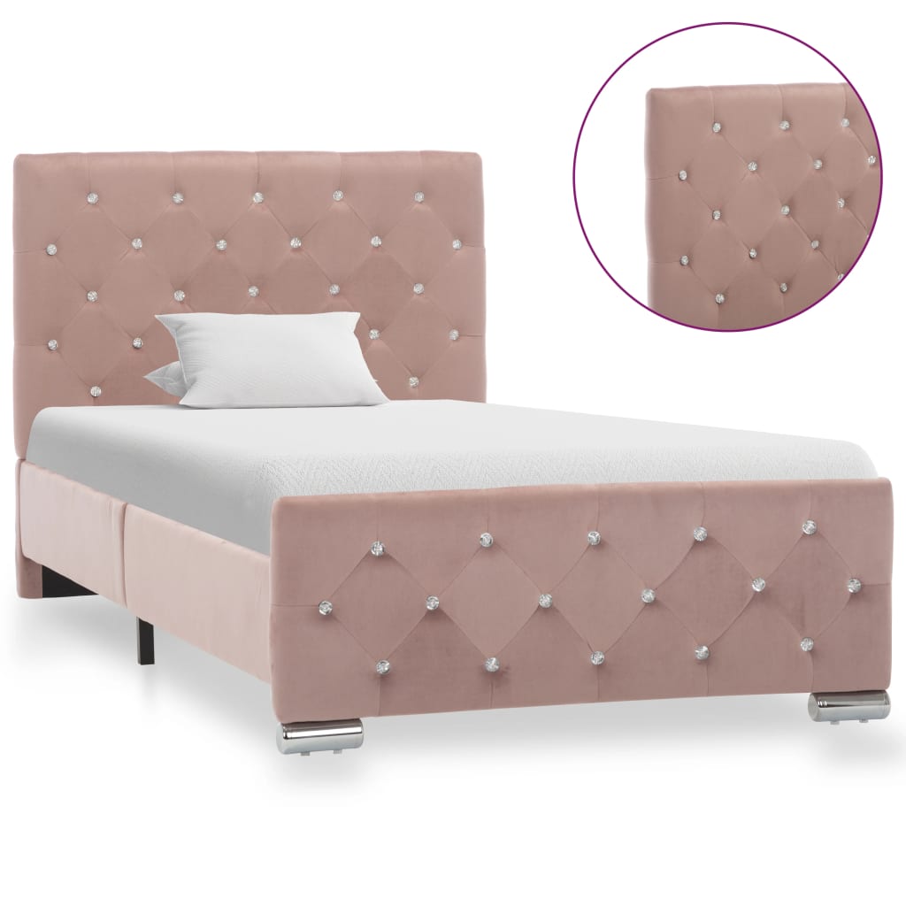 Cadre de lit sans matelas Rose Velours 90x200 cm - XIOS